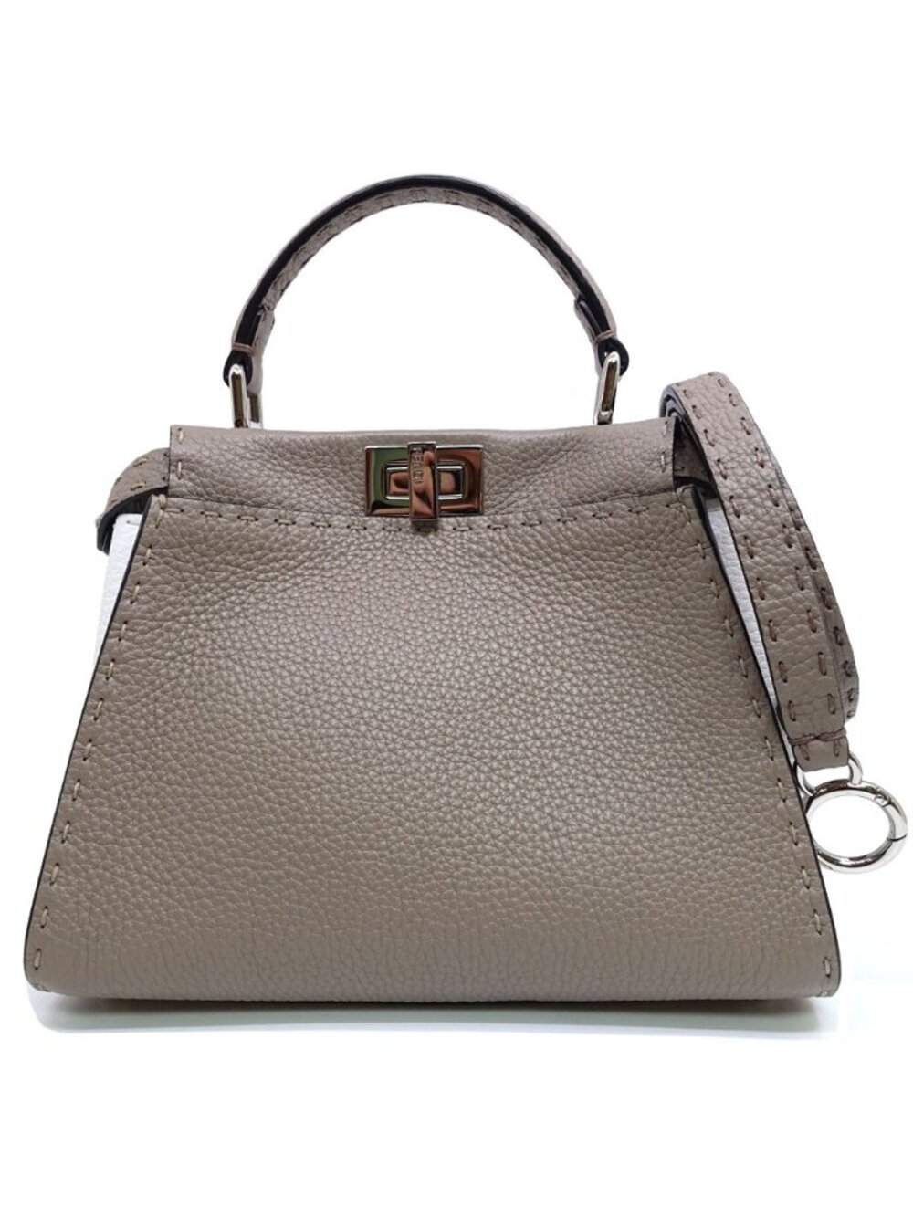 Fendi Peekaboo Mini Handbag Leather Silver